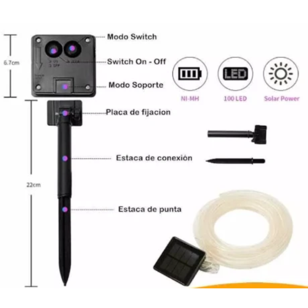 Luz Solar PowerLed 20M